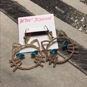 BETSEY jOHNSON OPENWORK CAT EARRINGS